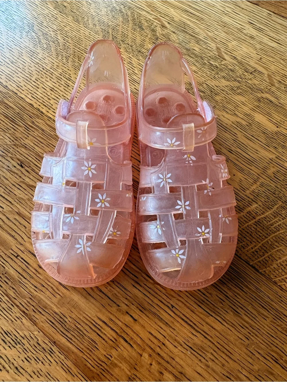 GAP Girls Pink Transparent Jelly Sandals with Daisy Detail
